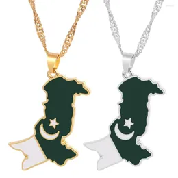 Łańcuchy Pakistan Flag Mapa Naszyjnik Moda National wisiant Charm Charm Sain for Women Special Cute Party Obroźnia Chicka