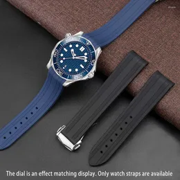 Titta på band högkvalitativ gummiband 20mm för O-Mega 300 Watchband Band Folding Class Curved End Wristwatches Belt