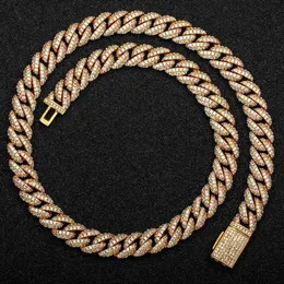 Säljer mode smycken isad ut metallmaterial mässing män hip hop zirkon kubansk länk kedja halsband
