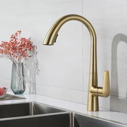 Küchenarmaturen, Chrom-Wasserhahn, schwarzer Edelstahl, Gold, ausziehbares Waschbecken, Mischbatterie, Zubehör und kaltes Wasser