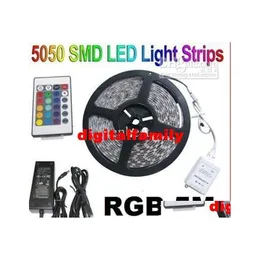 2016 LED Strips RGB 5050 5M 300 SMD Strip Lighting with 24 Key IR Remote Controladd Power AB2054 Drop Drovess Lights Holiday DH1KC