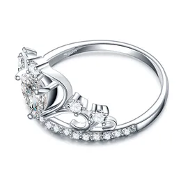 Lüks gerçek oval parlak kesim elmas düğün prenses taç yüzüğü kadınlar için kız nişan grubu 18k beyaz altın dolu ebedi mücevher zirkonya boyutu 6 7 8 9