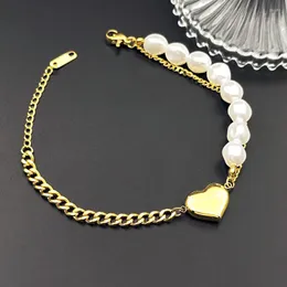 Bangle Smart Elegant Artificial Pearl Rhinestone Korean Bracelet Gold Love Charm For Women Fashion Jewelry Accessories Par