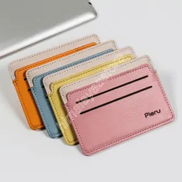 Nowy PU skórzany karta identyfikacyjna Uchwyt cukierków Kolor Bank Karta kredytowa Pudełko Multi Slot Slim Card Case Portfel Kobiety Men Business Card Cover