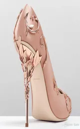 Pearl Pink Stain Gold Leaves Bridal Wedding Shoes Modest Fashion Eden High Heel Women Party Evening Party Dress Shoes6196462