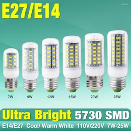 15W 20W 25W 5730 SMD LED 옥수수 전구 램프 라이트 따뜻한 흰색 쿨 E27 E14 가정 장식을위한 기지