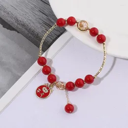 Charm Bracelets Trendy Handmade Lucky & Bangles For Women Crystal Beads Cow Coin Pendant Female Jewelry Gifts