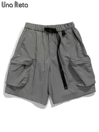 Männer Shorts Una Reta Sommer Männer Shorts Neue Street Hip Hop Elastische Taille Shorts Männer Harajuku Lose Feste Beiläufige Shorts g230316