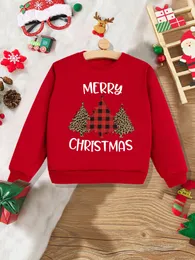 Hoodies Sweatshirts Kids Festival Clothes God Jullång ärm Sweatshirt Children's Hoodie Cartoon Christmas Tree Print Kids Casual Tops 230317