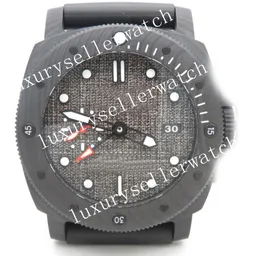 Men's Super VS Factory Wristwatches Automatic Movement 47mm 1039 Black Textured Dial with Dot & Stick Uni-Directional Forged Carbon Bezel with Numerals and watch