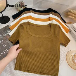 T-shirt da donna Pearl Diary Summer High Street T-shirt a maniche corte Moda casual Y2k Abbigliamento Streetwear Harajuku T-shirt sottili Party Top Donna 230317