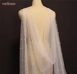 Wraps Jackets G41 Bridal Cape Veil met parels sjaal bolero capes voor kleding bruid tule zomer9088102