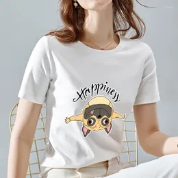 Koszulki damskie T-shirt żeńska swobodna urocza szczęśliwe wzór szczeniaka druk self kultowa