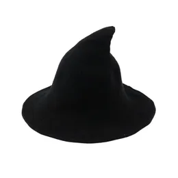 Parti Şapkaları Modern Cadılar Bayramı Cadı Şapkası Lady Yün Pamuk Blend Katlanabilir Örgü Festivali Kadın Cosplay Cap Sıcak Sonbahar Kış Kapakları Dam Dr Dhyzt
