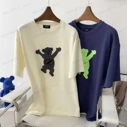T-shirt da uomo WE11DONE stampa orso floccato mezza manica versione coreana piccola folla girocollo top casual sciolto per uomo e donna T230317