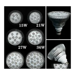 2016 Grow Lights 1x Fl Spectrum LED 21W 27W 27W 36W 45W 54W E27 LAMP PAR 38 BB Çiçek Bitki Hidroponik Sistem Kutusu Bırakma Teslimat DH5J6