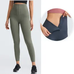 LL Kvinnor Yoga Leggings Fitness Nionde Byxa Legging Hög midja Höftlyft Elastiska Casual Joggingbyxor 6 färger