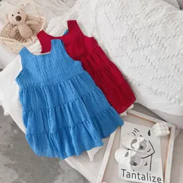 Girl Dresses Kids Clothing Princess Summer Sweet Baby Girls Solid Casual Style Children Costume Layered For 2-6 Y