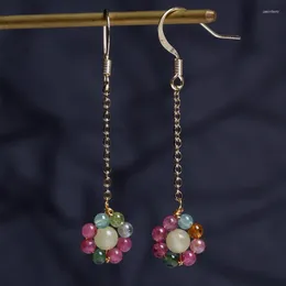 Dangle Earrings Natural Stone Garnet Drop Grape Shaped Ear Hooks Earring Vintgae Jewelry For Women Girls Wedding Party Gifts
