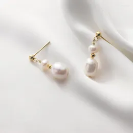 Dangle Earrings Minar Dainty Baroque Freshwater Pearl Drop For Women Gold Color Beads Long Pendant Earring Every Day Jewelry