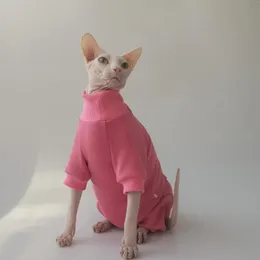 Katzenkostüme WMX Sphinx haarlose Kleidung Pink Herbst Winter Fleece Bauchschutz Vierbeinige warme Haustierhund Kostüm Overall Outfit Mantel