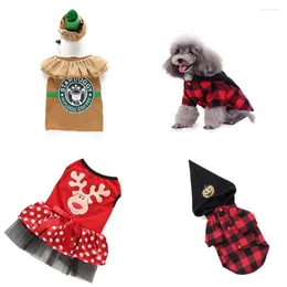 Kedi Kostümleri Köpek Cadılar Bayramı Elk Etek Kostüm Pet Süslü Elbise Cosplay Garson Chihuahua Noel Festivali Parti Paltosu