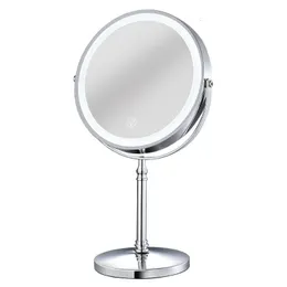 Compact Mirrors 10X Magnifying Makeup With Light LED Cosmetic Round Shape Desktop Vanity Double Sided Backlit hjy 230314