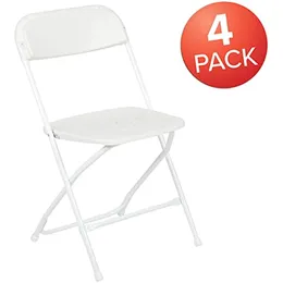Flash Furniture Hercules-Serie, Kunststoff-Klappstuhl, Weiß, 4 Stück, Tragfähigkeit: 650 lb, bequemer Event-Stuhl, leichter Klappstuhl