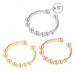 Band Rings Rotate Freely Anti Stress Anxiety Ring Women Adjustable Stainless Steel DIY Beads Spinner Fidget Ring Anillo Ansiedad G230317