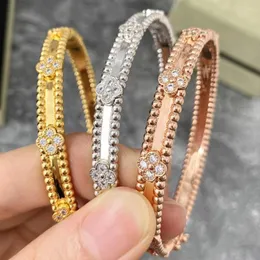 Bangle ZlxGirl Classic Europa Coréia Mulheres de quatro folhas de jóias de noiva Cubic Bracelet Feminino Feminino Casal Presentes