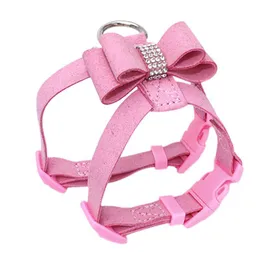 Collari per gatti Pettorina per cani con fiocco Gilet per cuccioli Collare con cravatta Guinzaglio con strass per accessori per animali domestici Guinzagli stile principessa