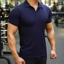 Polo da uomo Uomo Sport Training Ice Silk Polo estivo T-shirt Manica corta Uomo Casual Quick Dry Palestra Running Fitness Slim Tees Tops Abbigliamento 230317