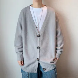 Men's Sweaters Korean-style Fashion V-neck Sweater Cardigan Men Solid Long Sleeve Casual Knitted Sweatercoat Couple All-match Sportswear