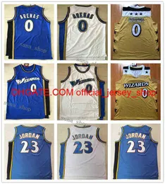 Uomo Gilbert Arenas 0 Maglie Basket Blu Bianco Giallo Personalizzato Qualsiasi nome Qualsiasi numero