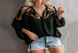 Summer Ladies Black Tops Chiffon Shirts Bloups Women Sheer Cheap Rous