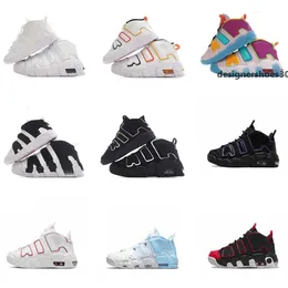 More Uptempos kids children basketball shoes boys girls up tempos scottie pippen running shoes Triple Black University Blue baby toddler zCT