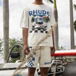 Men's T-Shirts Ins RHUDE Formula F1 Racing Miami Station Limited Print Short Sleeve T-shirt Men's and Women's Short T T230317