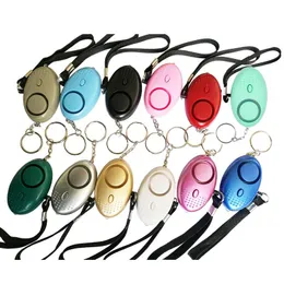 키 체인 끈 130dB 계란 모양 자체 방어 알람 키 체인 펜던트 개인화 손전등 개인 Safty Key Chain Charm Car Keyring 10 Colors-1