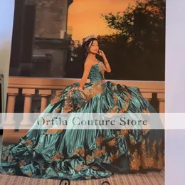 Charro quinceanera klänningar med varp applqiue pärlformig födelsedag söt 16 prom klänningar satin vestidos de 15 anos xv klänning korsett tillbaka