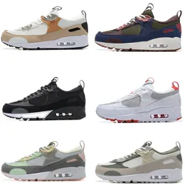 90 Futura Running Shoes Triple Black Infrared Leather Mash White Yellow Gray Volt Obsidain Moss Green Sports Sneakers