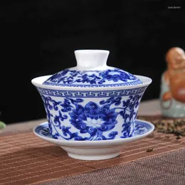 カップソーサーJingdezhen Blue and White Porcelain Teaset Ceramic Tureen Teacup Tea Cup Gaiwan Coffeeセット