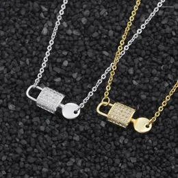 Chains Boho Crystal Bijoux Femme Lock And Key Pendant Necklace Women Kolye Fashion Stainless Steel Ketting Collares Dress Jewelry