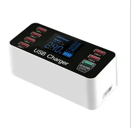 60 Вт 8 портов USB -телефон Chargers QC3.0 PD Type C USBC Fast Charger Quick Charge Smart Led Display Adapter A9 A9P