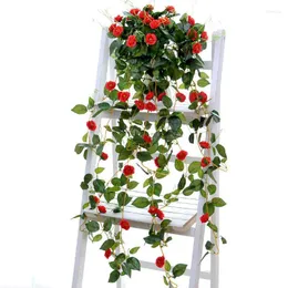 Dekoracyjne kwiaty sztuczne rośliny fałszywe róże domowe dekoracja salon akcesoria impreza balkon ślub mariage wiszące koszyk wystrój kosza