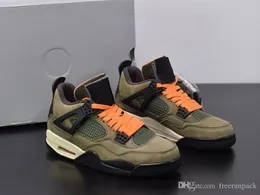 2023 Basketskor Jumpman 4 Olive Black Orange Classic IV Fashion Sport Sneakers kommer med Box Size US7-13