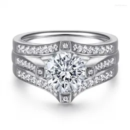 Cluster Rings Ring Woman 1 Moissanite Diamond Prong Setting S925 Sterling Silver Fidanzamento Regalo di nozze Gioielleria raffinata