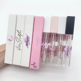 Бутылки для хранения на заказ 7 мл квадратных пробирки для губ с коробкой и логотипом оптом розовый губ губной губной губ