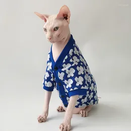 Kostium kotów Wmxz Sfinx bezwłosie ubrania jesienne zima niebieski niedźwiedź dzianin kardigan Wysokiej jakości tkanina miękka kombinezon strój do pojemności
