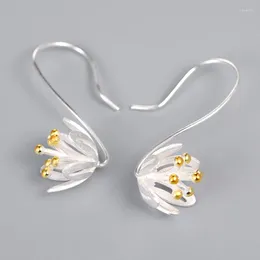 Orecchini pendenti in argento sterling 925 con goccia di fiori per le donne Gioielli in argento sterling Gioielli Pendientes Mujer Moda Orecchini