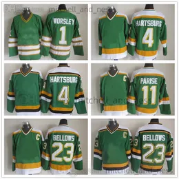 영화 빈티지 하키 저지 레트로 CCM 자수 23 Brian Bellows Jersey 4 Craig Hartsburg 1 Gump Worsley 11 J.P. Parise 22 White Throstback 30 Jon Casey 91 Seguin Jersys